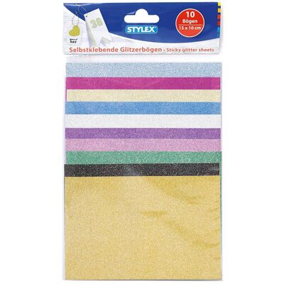 Stylex, Stempel, Hobby Glitzerpapier Selbstkl. 15x10cm 10st. Stylex, Stempel, Hobby Glitzerpapier Selbstkl. 15x10cm 10st.