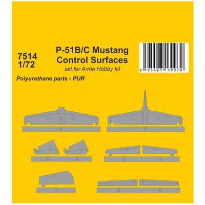 CMK P-51B/C Mustang Control Surfaces 1/72 / for Arma Hobby kit CMK P-51B/C Mustang Control Surfaces 1/72 / for Arma Hobby kit