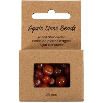 Creativ Company Perlen-Set Achatstein Orange Gebrannt, Rot, 6-10 mm Creativ Company Perlen-Set Achatstein Orange Gebrannt, Rot, 6-10 mm