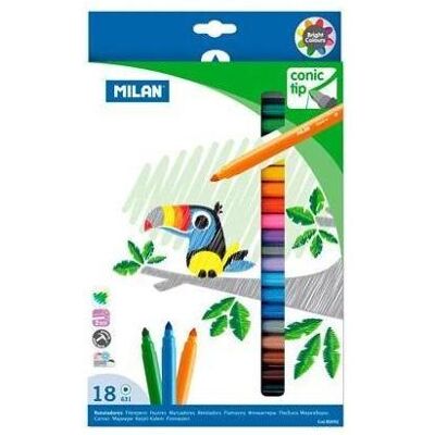 Milan, Marker, Marker mit konischer Spitze, 18 MILAN-Farben (18x) Milan, Marker, Marker mit konischer Spitze, 18 MILAN-Farben (18x)