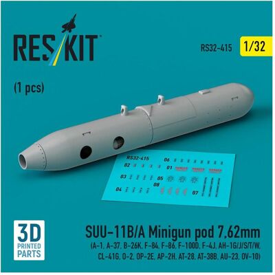 ResKit SUU-11B/A Minigun pod 7,62mm (1 pcs) (A-1, A-37, B-26K, F-84, F-86, F-100D, F-4J, AH-1G/J/S/T/W, CL- ResKit SUU-11B/A Minigun pod 7,62mm (1 pcs) (A-1, A-37, B-26K, F-84, F-86, F-100D, F-4J, AH-1G/J/S/T/W, CL-