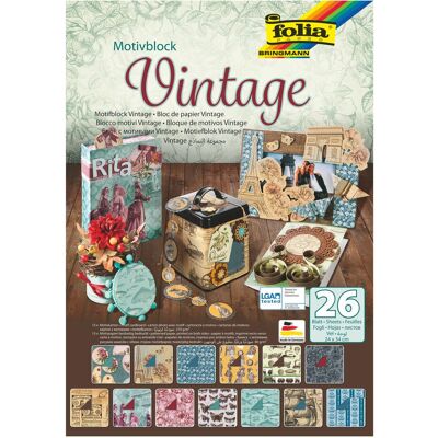 Folia, Bastelpapier, Motivblock "Vintage", 240 x 350 mm, 26 Blatt (80 g/m², 26x) Folia, Bastelpapier, Motivblock "Vintage", 240 x 350 mm, 26 Blatt (80 g/m², 26x)