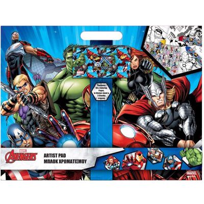 Heft + Block, Zeichenblock Avengers mit Aufklebern und 3 Buntstiften, 40 Blatt (Blanko, Weicher Einband) Heft + Block, Zeichenblock Avengers mit Aufklebern und 3 Buntstiften, 40 Blatt (Blanko, Weicher Einband)