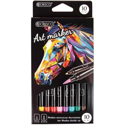 Cresco, Marker, Doppelseitiger Kunstmarker, 10 Farben (10x) Cresco, Marker, Doppelseitiger Kunstmarker, 10 Farben (10x)