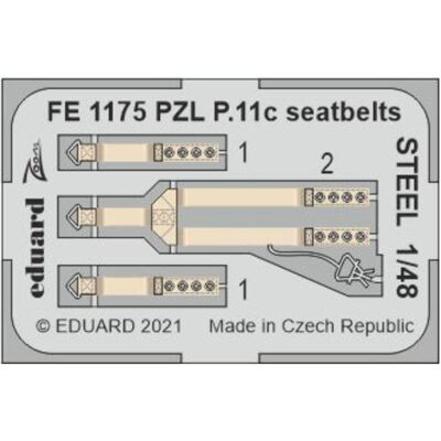 Eduard PZL P.11c seatbelts STEEL 1/48 for ARMA HOBBY Eduard PZL P.11c seatbelts STEEL 1/48 for ARMA HOBBY