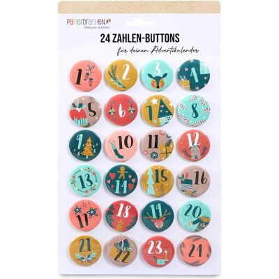 Papierdrachen Button Adventskalender Zahlen Bunt (24 Türchen) Papierdrachen Button Adventskalender Zahlen Bunt (24 Türchen)
