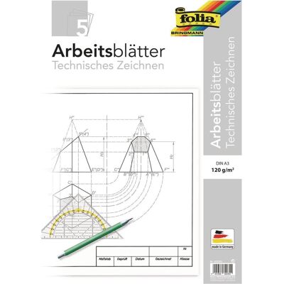 Folia, Bastelpapier, Arbeitsblätter Technisches Zeichnen, A3, 5 Blatt (120 g/m², 5x) Folia, Bastelpapier, Arbeitsblätter Technisches Zeichnen, A3, 5 Blatt (120 g/m², 5x)