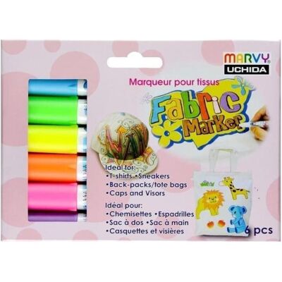 Marvy, Marker, Marker zum Verzieren heller Stoffe, 6 Farben (6x) Marvy, Marker, Marker zum Verzieren heller Stoffe, 6 Farben (6x)
