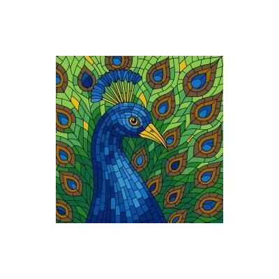 Ideyka Malen nach Zahlen - Buntglas, Pfau 30x30cm Ideyka Malen nach Zahlen - Buntglas, Pfau 30x30cm
