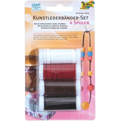 Magni Kunstlederbänder-Set 4 Spulen à 1,5m x 3mm, Nähzubehör, Mehrfarbig Magni Kunstlederbänder-Set 4 Spulen à 1,5m x 3mm, Nähzubehör, Mehrfarbig