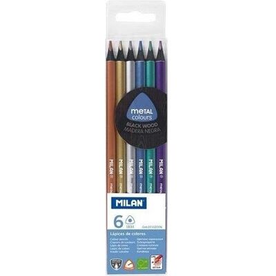 Milan, Malstifte, Dreieckige metallisierte Buntstifte, 6 MILAN-Farben (6x) Milan, Malstifte, Dreieckige metallisierte Buntstifte, 6 MILAN-Farben (6x)