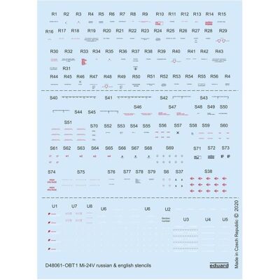Eduard Mi-24V stencils Russian & English for Zvezda Eduard Mi-24V stencils Russian & English for Zvezda