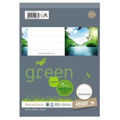 Ursus, Heft + Block, Notizblock Green Papierformat: DIN A5 Ausführung der Lineatur: liniert (A5, Liniert, Harter Einband) Ursus, Heft + Block, Notizblock Green Papierformat: DIN A5 Ausführung der Lineatur: liniert (A5, Liniert, Harter Einband)
