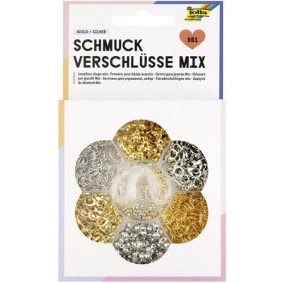 Folia Schmuckverschlüsse Mix, 961-teilig, gold und silber sortiert Folia Schmuckverschlüsse Mix, 961-teilig, gold und silber sortiert