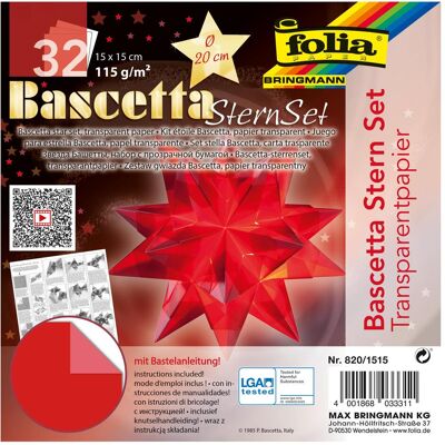 Folia, Bastelpapier, Faltblätter Bascetta-Stern rot (115 g/m², 1x) Folia, Bastelpapier, Faltblätter Bascetta-Stern rot (115 g/m², 1x)