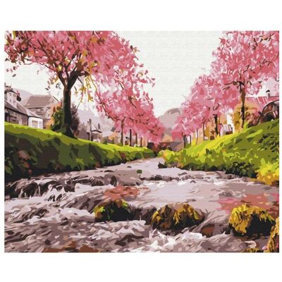 Brushme Malen nach Zahlen, 40x50 cm, der Fluss neben der Sakura, 1 Stk. Brushme Malen nach Zahlen, 40x50 cm, der Fluss neben der Sakura, 1 Stk.