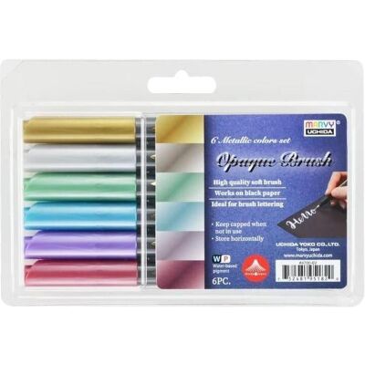 Marvy, Marker, Undurchsichtige Pinselstifte in 6 Farben Marvy, Marker, Undurchsichtige Pinselstifte in 6 Farben