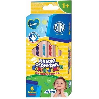 Astra, Malstifte, Runde Super Jumbo 6-Farben-Bleistiftstifte (6x) Astra, Malstifte, Runde Super Jumbo 6-Farben-Bleistiftstifte (6x)