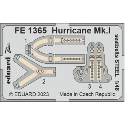 Eduard Hurricane Mk.I seatbelts STEEL 1/48 HOBBY BOSS Eduard Hurricane Mk.I seatbelts STEEL 1/48 HOBBY BOSS
