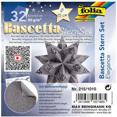 Magni 215/1010 - Bastelset Bascetta Stern Elegance, Pearls anthrazit, 32 Blatt, 9,5 x 9,5 cm, fertig Magni 215/1010 - Bastelset Bascetta Stern Elegance, Pearls anthrazit, 32 Blatt, 9,5 x 9,5 cm, fertig