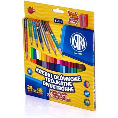 Astra, Malstifte, Doppelseitige Dreiecksstifte 24 = 48 Farben (24x) Astra, Malstifte, Doppelseitige Dreiecksstifte 24 = 48 Farben (24x)
