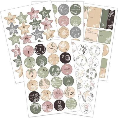 Papierdrachen, Sticker, Zahlenaufkleber Set mit Geschenkstickern Papierdrachen, Sticker, Zahlenaufkleber Set mit Geschenkstickern