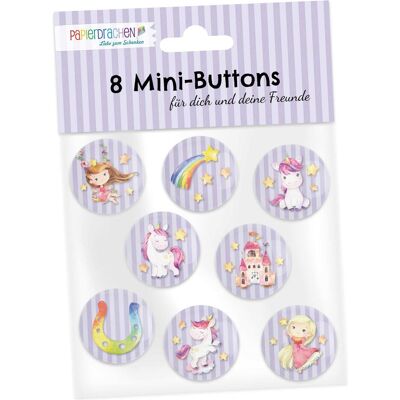 Papierdrachen 8 Mini Buttons - Einhorn Papierdrachen 8 Mini Buttons - Einhorn