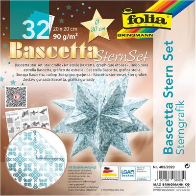 Folia, Bastelpapier, Bascetta-Stern (90 g/m², 32x) Folia, Bastelpapier, Bascetta-Stern (90 g/m², 32x)