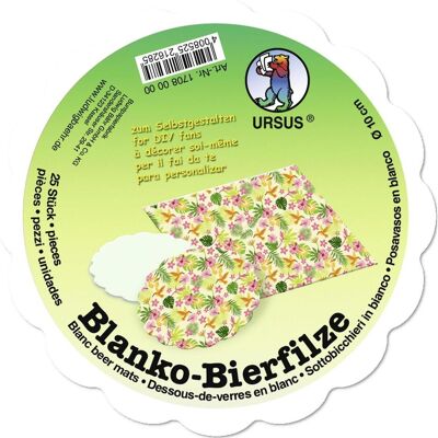 Ursus Bierfilze blanko 10cm mit Wellenrand VE=25 stück weiss Ursus Bierfilze blanko 10cm mit Wellenrand VE=25 stück weiss