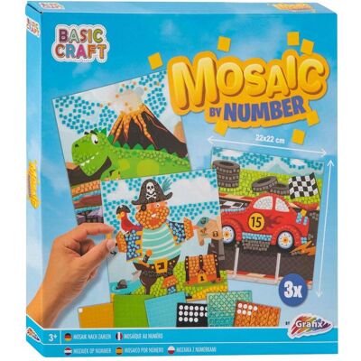 Grafix Mosaik nach Zahlen - Pirat, Dino und Fahrzeug Grafix Mosaik nach Zahlen - Pirat, Dino und Fahrzeug