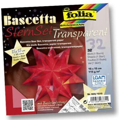 Folia, Bastelpapier, Faltblätter Bascetta-Stern midi rot (115 g/m², 32x) Folia, Bastelpapier, Faltblätter Bascetta-Stern midi rot (115 g/m², 32x)