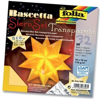 Folia, Bastelpapier, Faltblätter Bascetta-Stern midi gelb (115 g/m², 1x) Folia, Bastelpapier, Faltblätter Bascetta-Stern midi gelb (115 g/m², 1x)