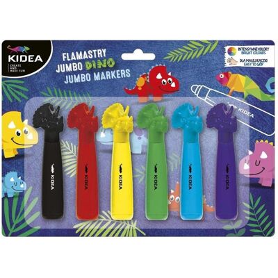 Derform, Marker, Jumbo-Dinosaurier-Filzstifte 6 Farben KIDEA (6x) Derform, Marker, Jumbo-Dinosaurier-Filzstifte 6 Farben KIDEA (6x)