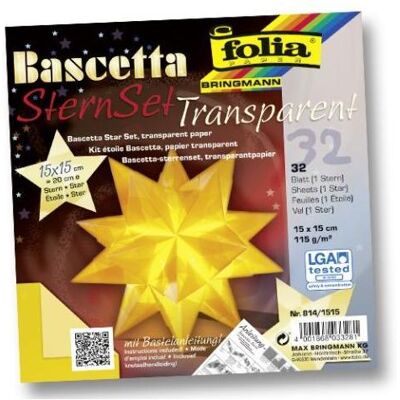 Folia, Bastelpapier, Faltblätter Bascetta-Stern midi gelb (115 g/m², 32x) Folia, Bastelpapier, Faltblätter Bascetta-Stern midi gelb (115 g/m², 32x)