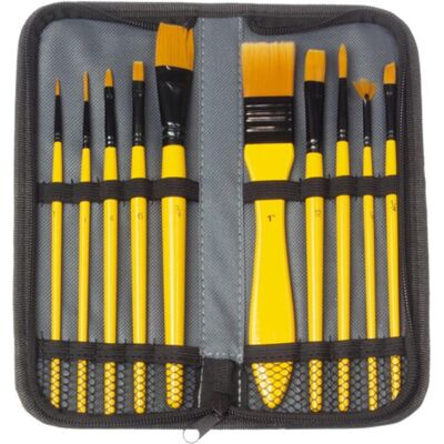Kangaro, Pinsel, Acryl-Pinsel-Set, 10-teilig, im Etui Pinsel aus Nylonhaar, sortiert in 10 Formen und Kangaro, Pinsel, Acryl-Pinsel-Set, 10-teilig, im Etui Pinsel aus Nylonhaar, sortiert in 10 Formen und