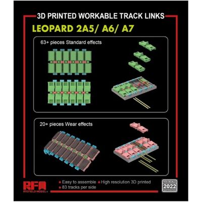 Rye Field Model Workable track links for LEOPARD 2A5/A6/A7 (3D printed ) Rye Field Model Workable track links for LEOPARD 2A5/A6/A7 (3D printed )