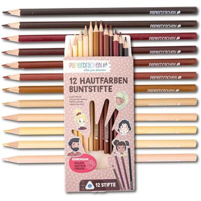 Papierdrachen, Malstifte, Buntstifte in Hautfarben (12x) Papierdrachen, Malstifte, Buntstifte in Hautfarben (12x)