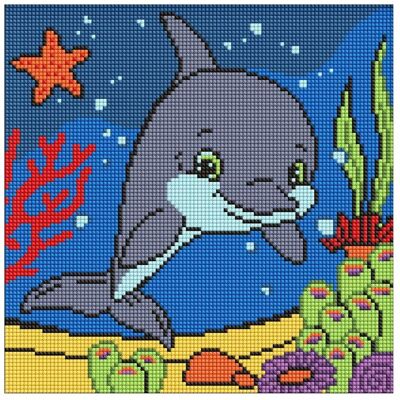 Ideyka Diamantmosaik Kinder - Höflicher Delfin 30x30cm Ideyka Diamantmosaik Kinder - Höflicher Delfin 30x30cm