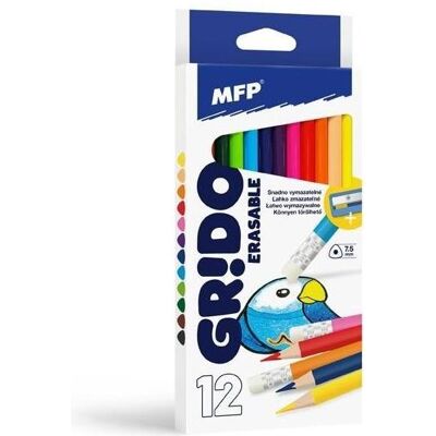 MFP Paper, Malstifte, Dreieckige Buntstifte mit Radiergummi und Spitzer, 12 Stk (12x) MFP Paper, Malstifte, Dreieckige Buntstifte mit Radiergummi und Spitzer, 12 Stk (12x)