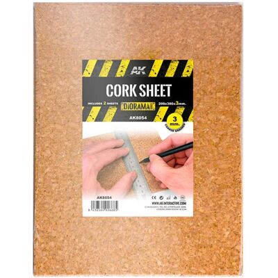 AK Interactive CORK SHEETS - COARSE GRAINED / LAMINAS CORCHO - GRANO GRUESO - 200 x 300 x 3mm (2 SHEETS/LAMINAS) AK Interactive CORK SHEETS - COARSE GRAINED / LAMINAS CORCHO - GRANO GRUESO - 200 x 300 x 3mm (2 SHEETS/LAMINAS)