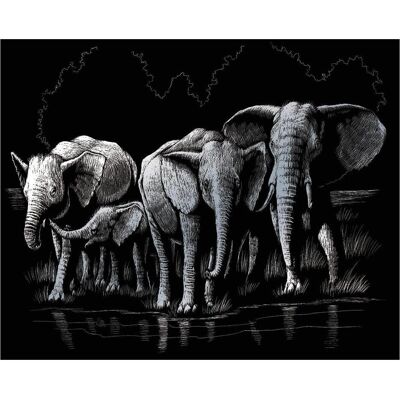 Magni PRACHT Kratzbilder Elefantenherde silber 20x25cm Magni PRACHT Kratzbilder Elefantenherde silber 20x25cm