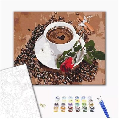 Ideyka Malen nach Zahlen BRUSHME, 40x50 cm, Kaffee mit einem Hauch von Romantik, 1 Stk. Ideyka Malen nach Zahlen BRUSHME, 40x50 cm, Kaffee mit einem Hauch von Romantik, 1 Stk.
