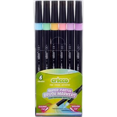 Cricco, Marker, Doppelseitige Pastell-Pinselstifte, 6 Farben (6x) Cricco, Marker, Doppelseitige Pastell-Pinselstifte, 6 Farben (6x)