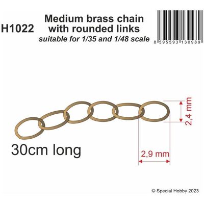 CMK Medium brass chain with rounded links - suitable for 1/35 and 1/48 scale CMK Medium brass chain with rounded links - suitable for 1/35 and 1/48 scale