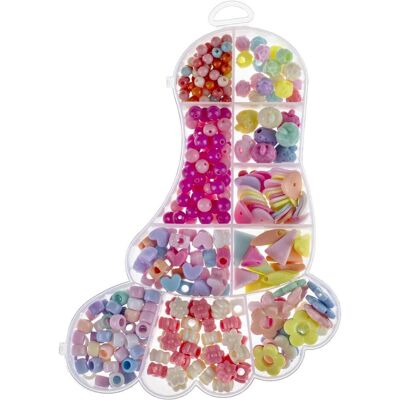 Glorex Perlen-Set Fuss Kunststoff, ca. 445 Stk, 100g, pink Glorex Perlen-Set Fuss Kunststoff, ca. 445 Stk, 100g, pink