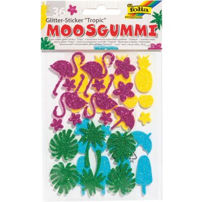 Folia, Sticker, Moosgummi Glitter-Sticker Tropic 36-tlg. (36 Sticker) Folia, Sticker, Moosgummi Glitter-Sticker Tropic 36-tlg. (36 Sticker)
