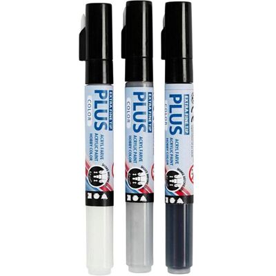 Creativ Company, Marker, Acrylmarker Plus Color 0.7 mm 3er Set, Weiss/Grau/Schwarz (3x) Creativ Company, Marker, Acrylmarker Plus Color 0.7 mm 3er Set, Weiss/Grau/Schwarz (3x)