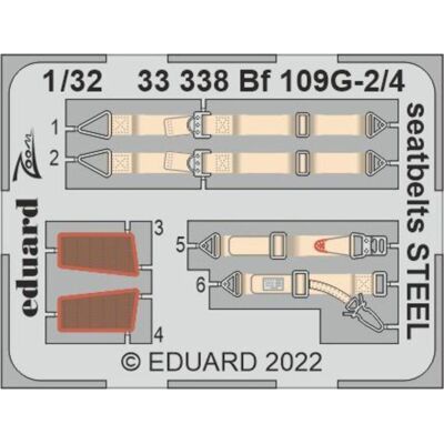 Eduard Bf 109G-2/4 seatbelts STEEL for REVELL Eduard Bf 109G-2/4 seatbelts STEEL for REVELL