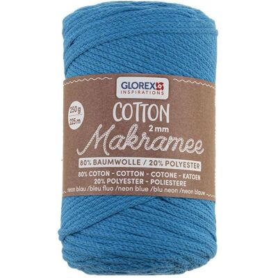 Glorex Makramee Cotton 2mm 250g, Garn + Wolle, Blau Glorex Makramee Cotton 2mm 250g, Garn + Wolle, Blau