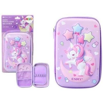 Lean Toys, Etui, Faltmäppchen mit Einhorn, lila, 23x15cm Lean Toys, Etui, Faltmäppchen mit Einhorn, lila, 23x15cm